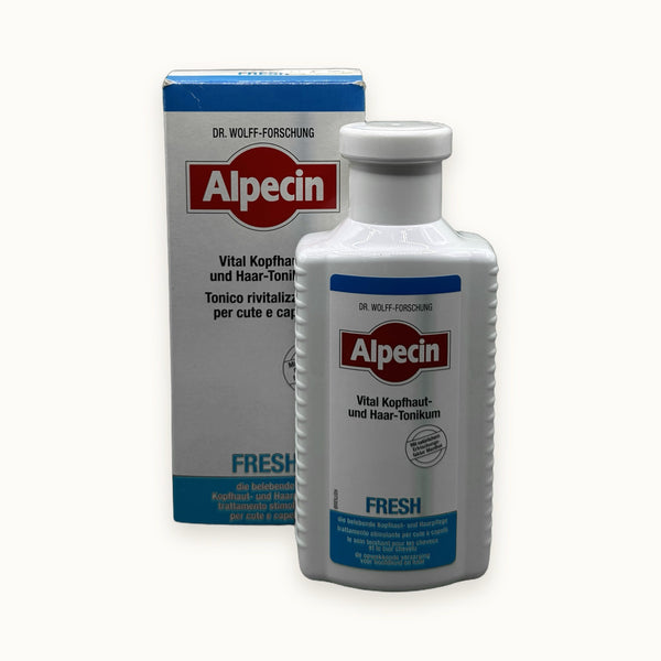 Tonico rivitalizzante cute e capelli Alpecin Medicinal Fresh flacone e scatola 200 ml