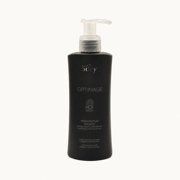 Silky Optimage Préparateur Anti-Âge, siero rivitalizzante capelli 250 ml — packshot su fondo crema
