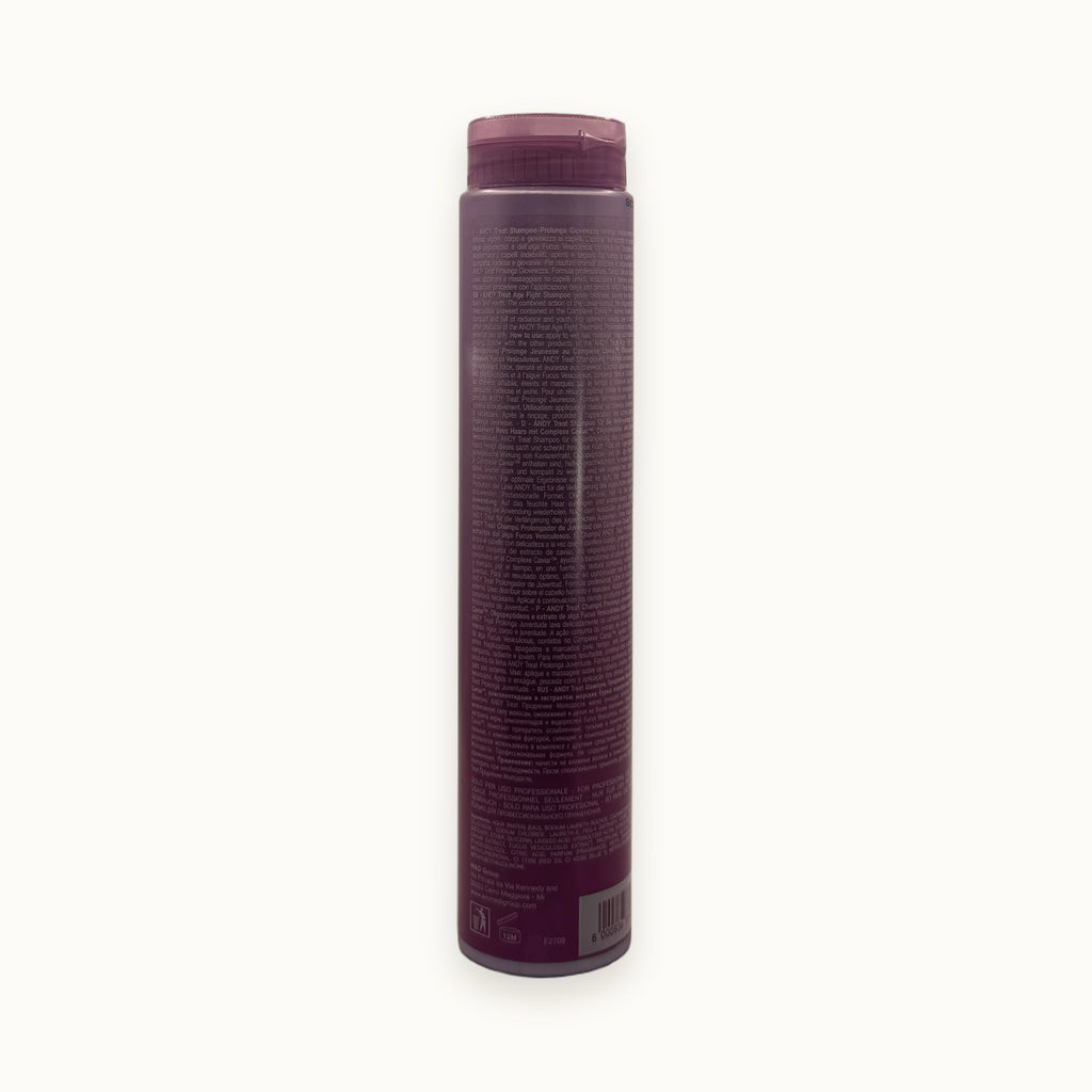Andy Treat, shampoo antietà al caviale per capelli colorati 250 ml — packshot su fondo crema