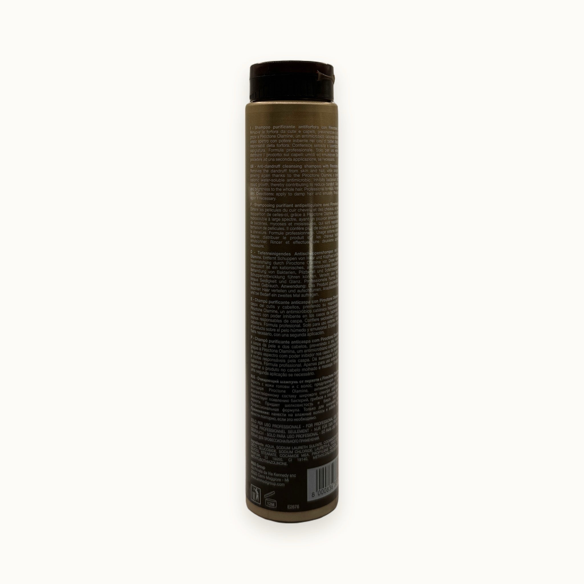Andy Treat, shampoo purificante antiforfora 250 ml — packshot su fondo crema