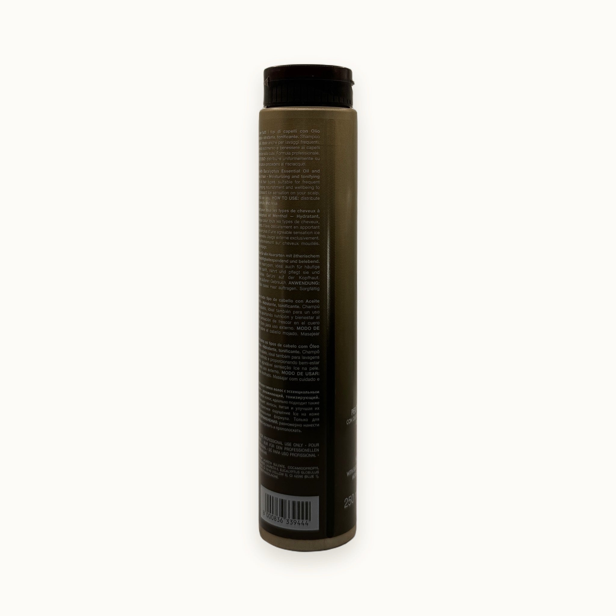 Andy Treat, shampoo rinfrescante eucalipto per il cuoio capelluto 250 ml — packshot su fondo crema