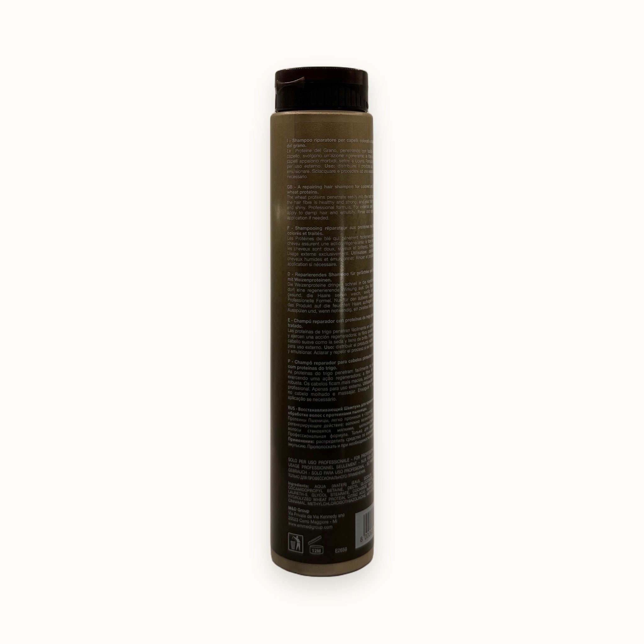 Andy Treat, shampoo riparatore proteine del grano per capelli trattati 250 ml — packshot su fondo crema
