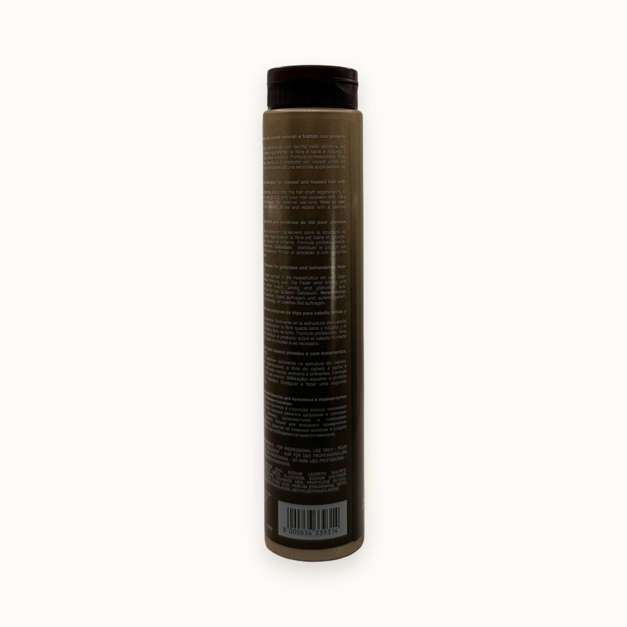 Andy Treat, shampoo riparatore proteine del grano per capelli trattati 250 ml — packshot su fondo crema