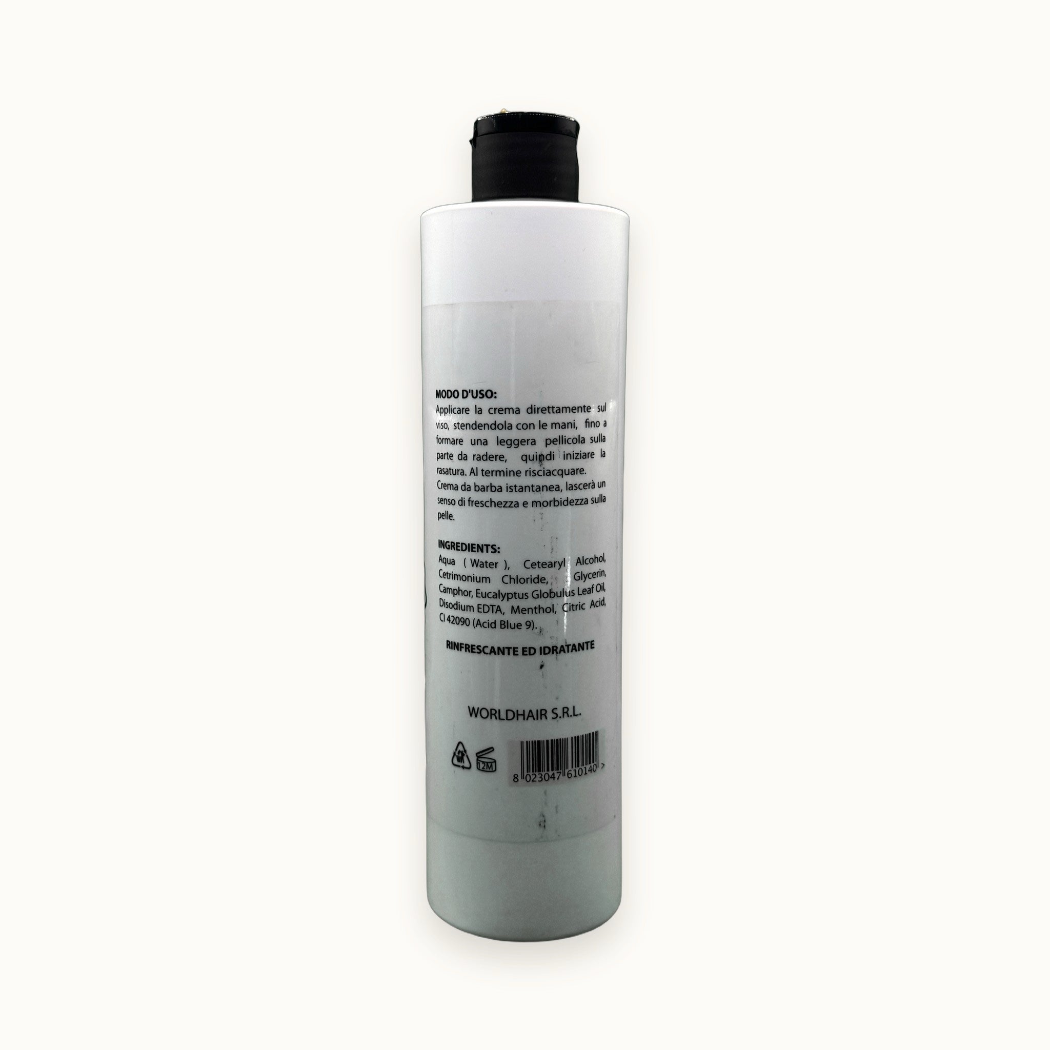 Christian Nobile Crema da Barba Istantanea al Mentolo 500 ml — flacone su fondo crema