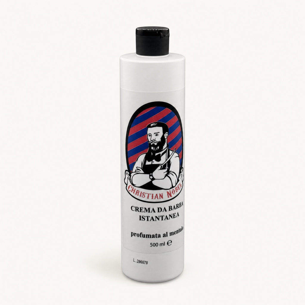 Christian Nobile Crema da Barba Istantanea al Mentolo 500 ml — flacone su fondo crema