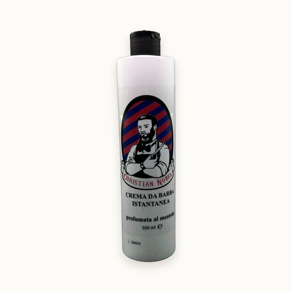 Christian Nobile Crema da Barba Istantanea al Mentolo 500 ml — flacone su fondo crema