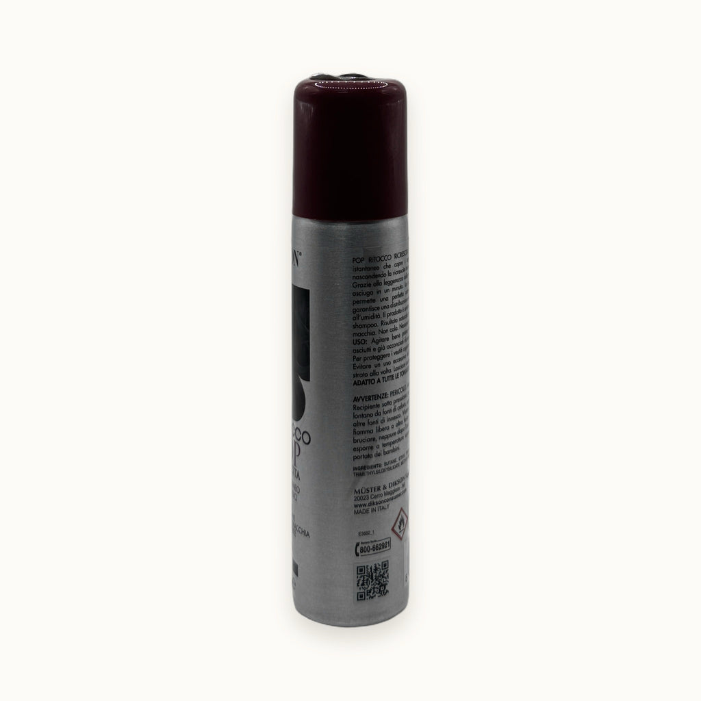 Dikson Ritocco Pop, spray ritocco radici nero 75 ml — packshot su fondo crema