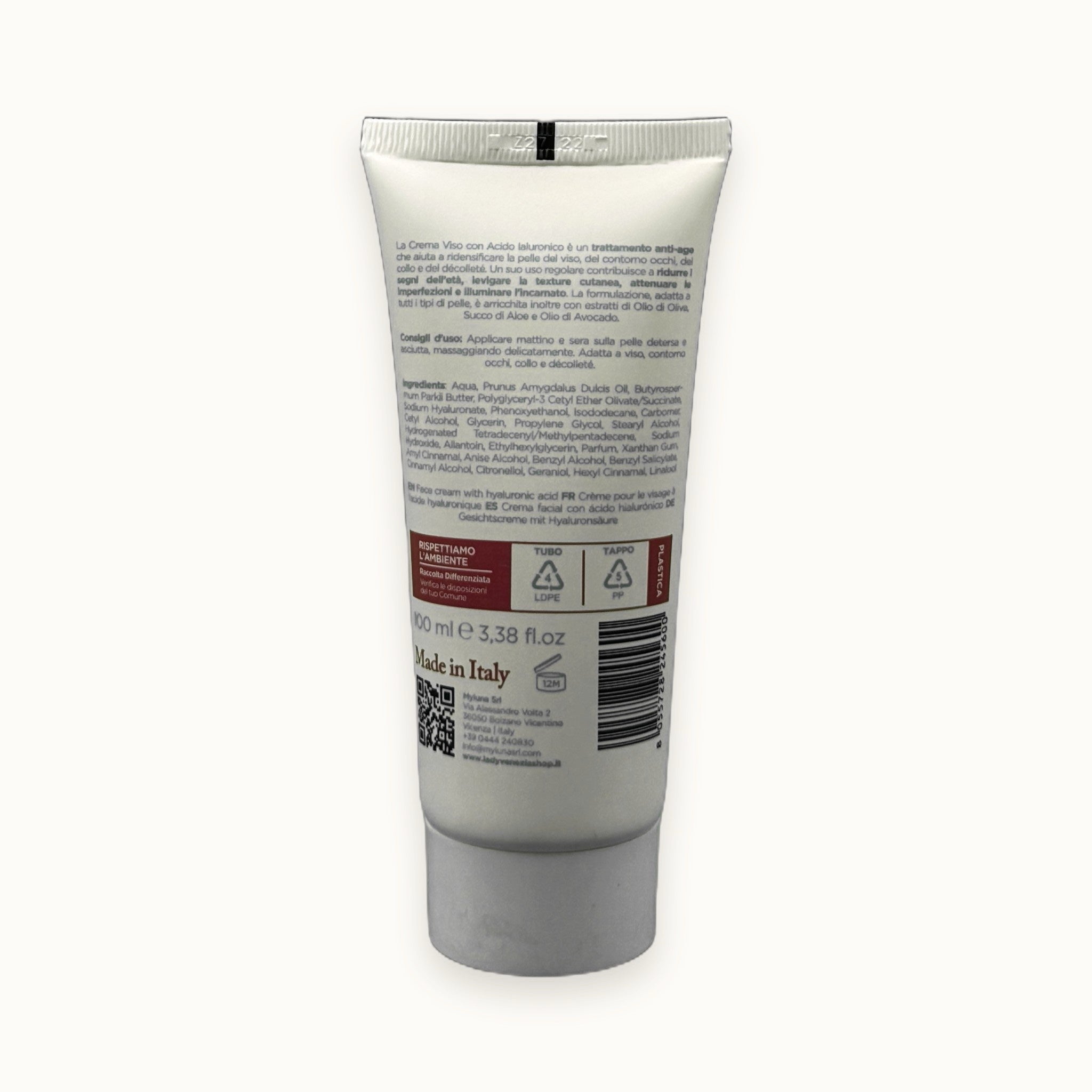 Crema viso idratante acido ialuronico Lady Venezia tubetto 50 ml