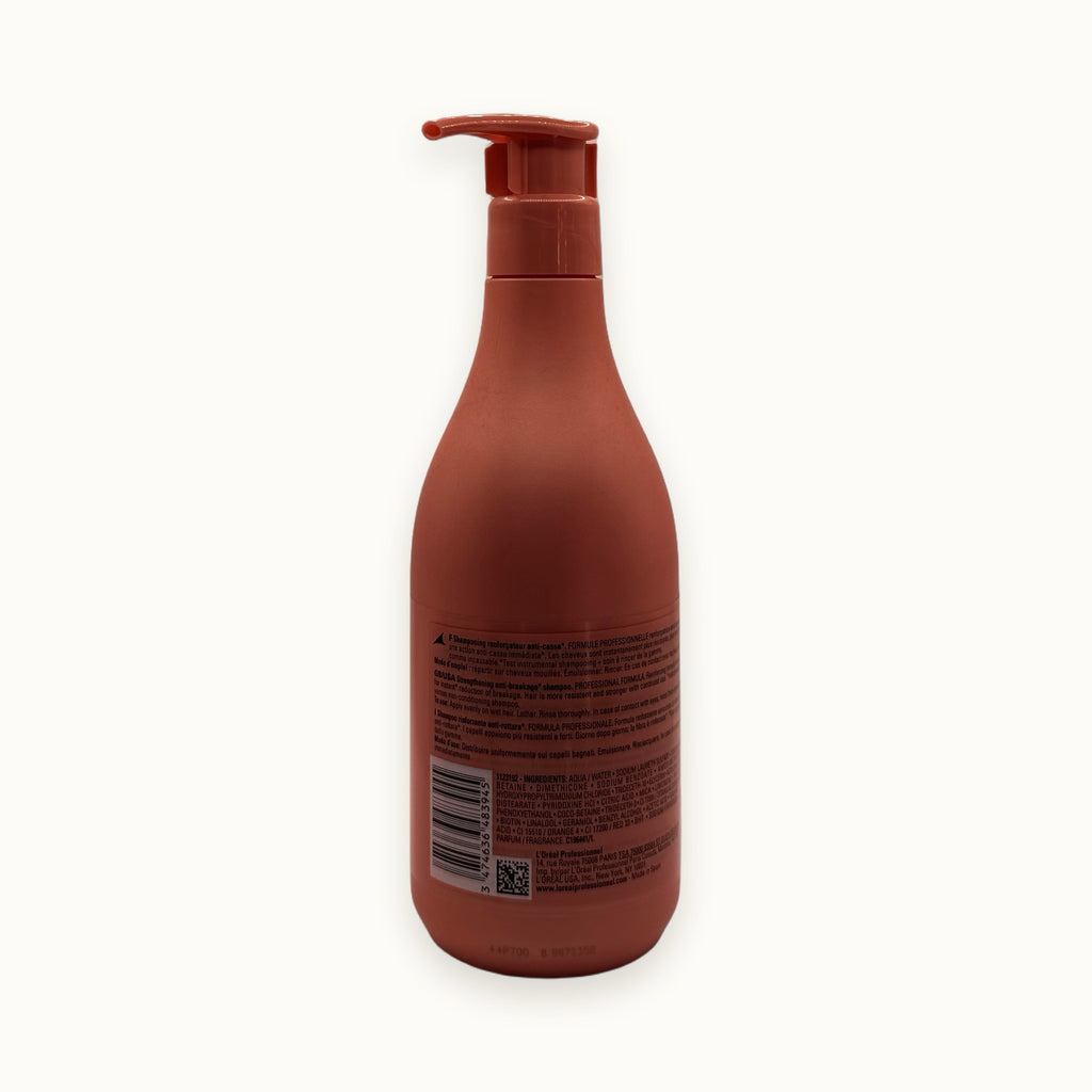 L'Oréal Série Expert Inforcer, shampoo rinforzante anti-rottura B6 biotina 500 ml — packshot su fondo crema
