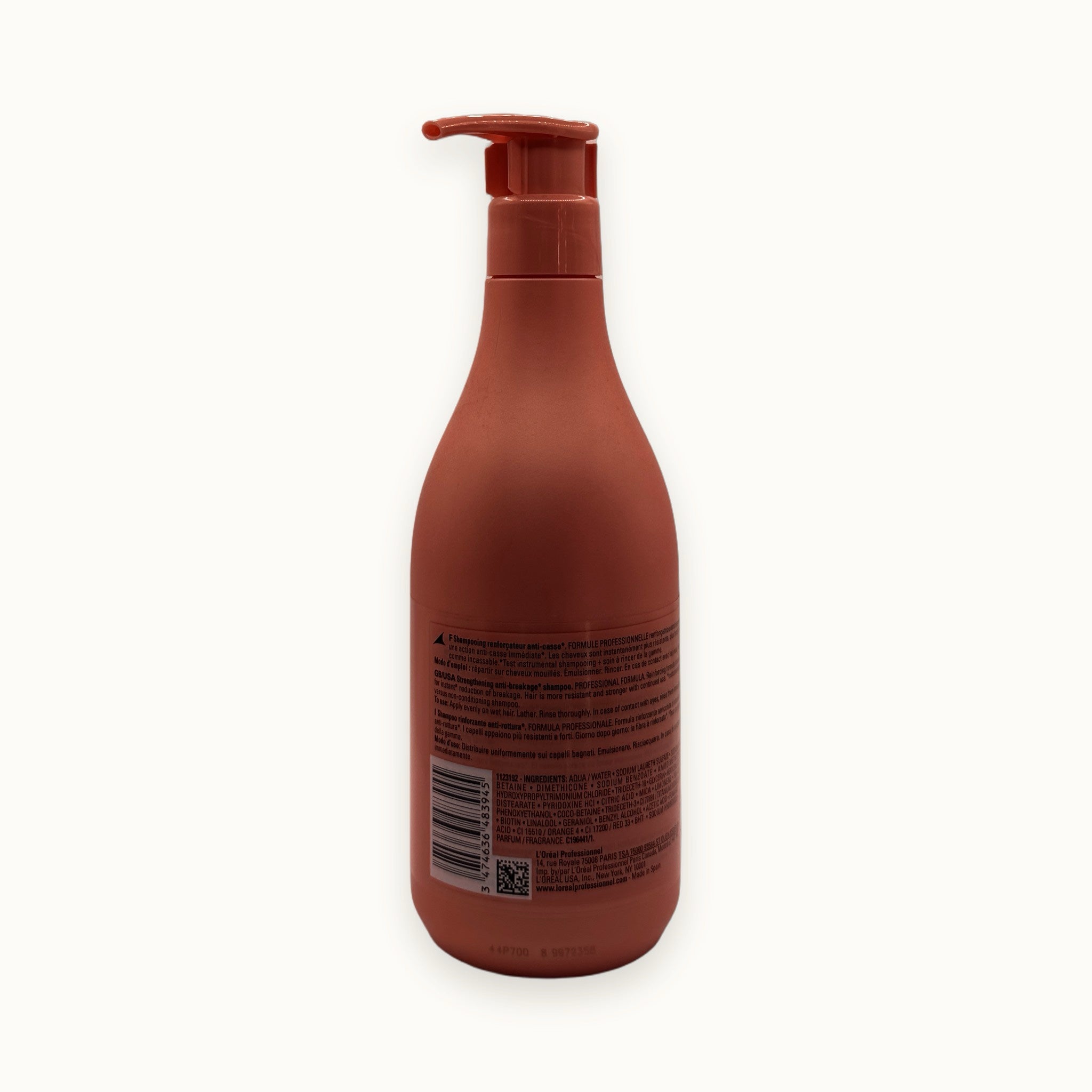 L'Oréal Série Expert Inforcer, shampoo rinforzante anti-rottura B6 biotina 500 ml — packshot su fondo crema