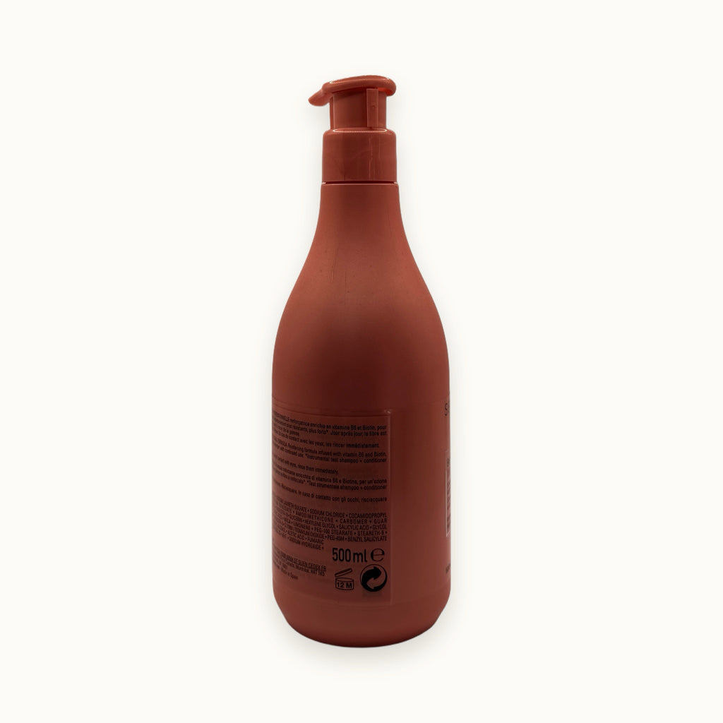 L'Oréal Série Expert Inforcer, shampoo rinforzante anti-rottura B6 biotina 500 ml — packshot su fondo crema