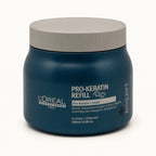 L'Oréal Série Expert Pro-Keratin Refill, maschera ristrutturante capelli danneggiati 500 ml — packshot su fondo crema