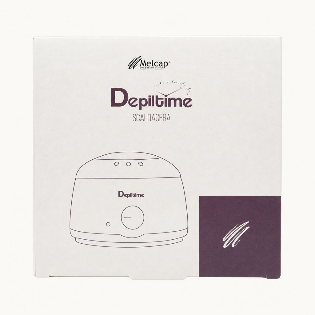 Melcap Depiltime Scaldacera — scatola su fondo crema