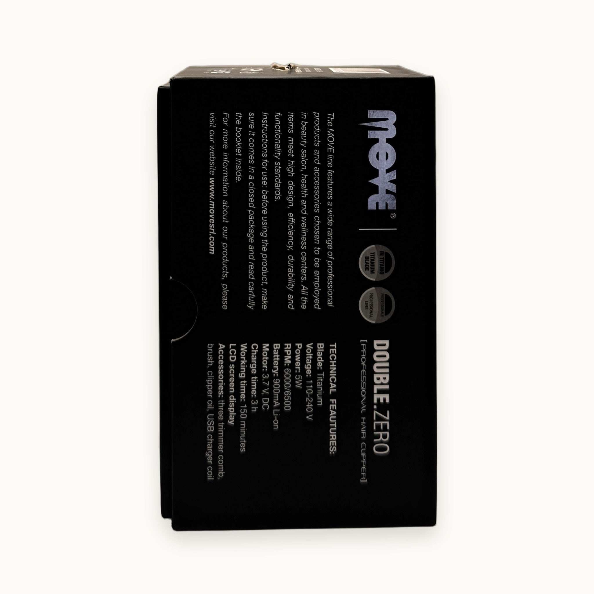 Move Double.Zero, tagliacapelli rifinitore professionale — packshot su fondo crema