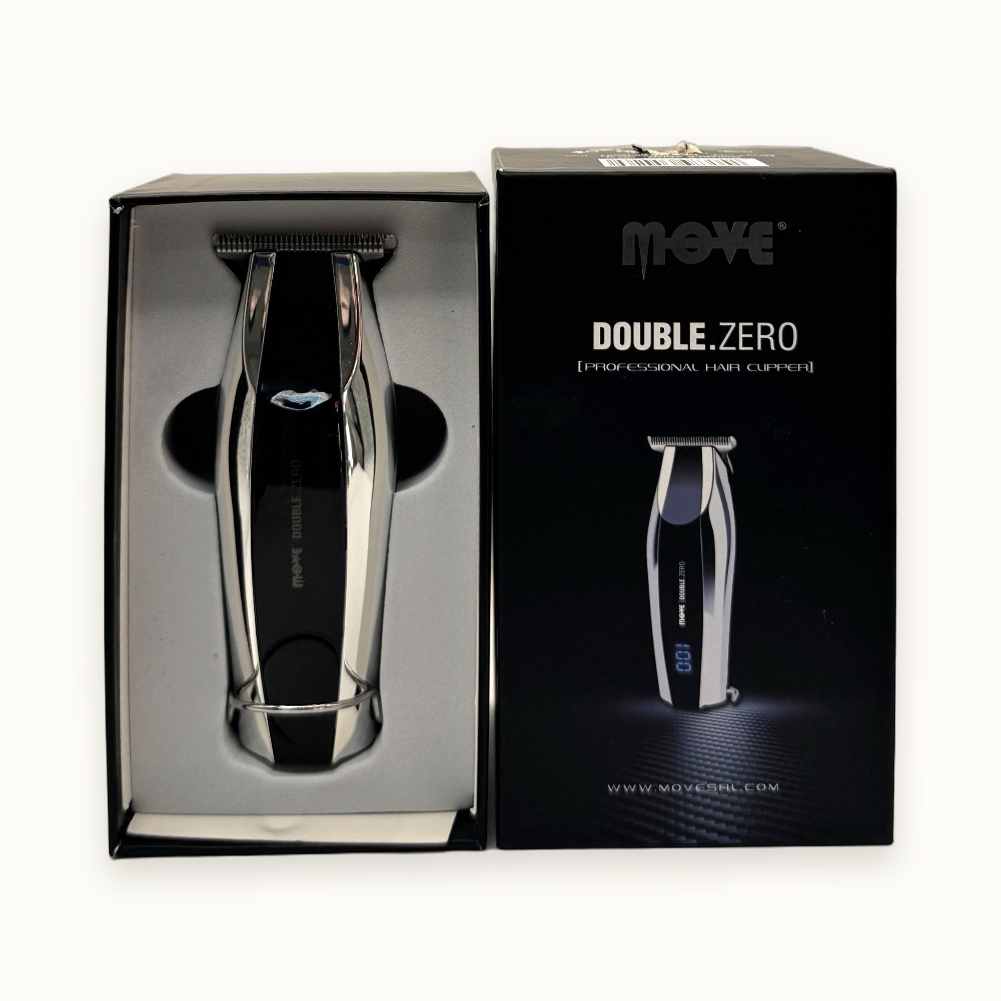 Move Double.Zero, tagliacapelli rifinitore professionale — packshot su fondo crema