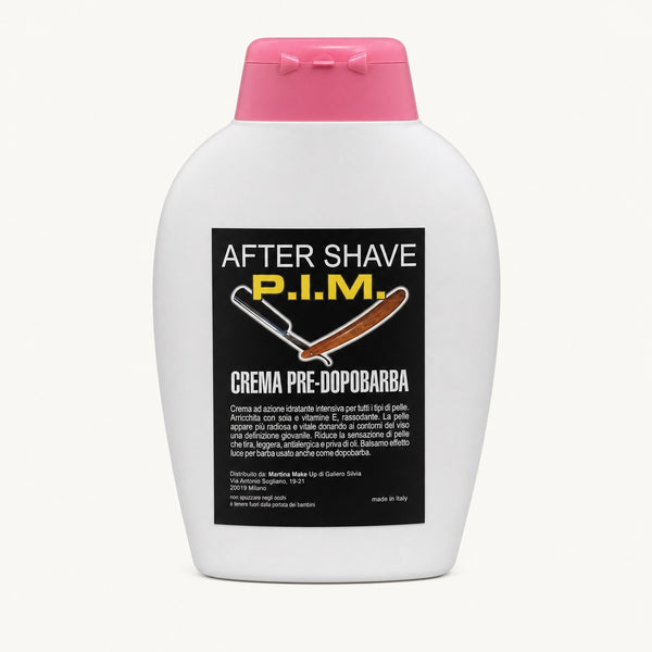 P.I.M. After Shave Crema Pre-Dopobarba — flacone su fondo crema