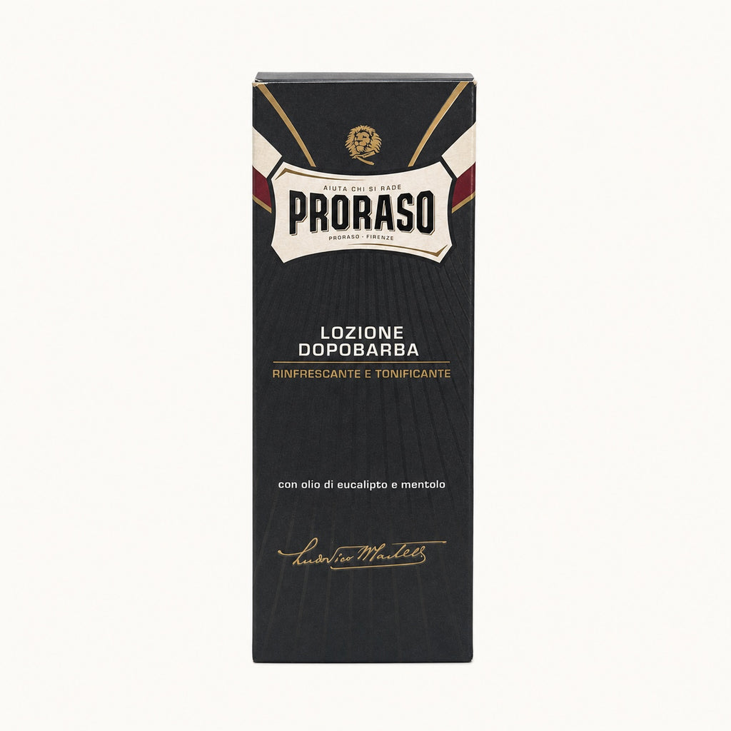 Proraso, lozione dopobarba rinfrescante linea verde 400 ml — packshot su fondo crema