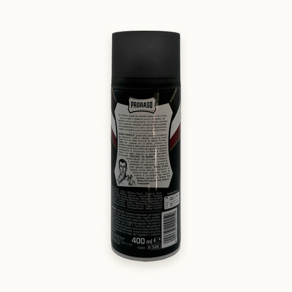 Proraso, schiuma da barba rinfrescante linea verde 400 ml — packshot su fondo crema