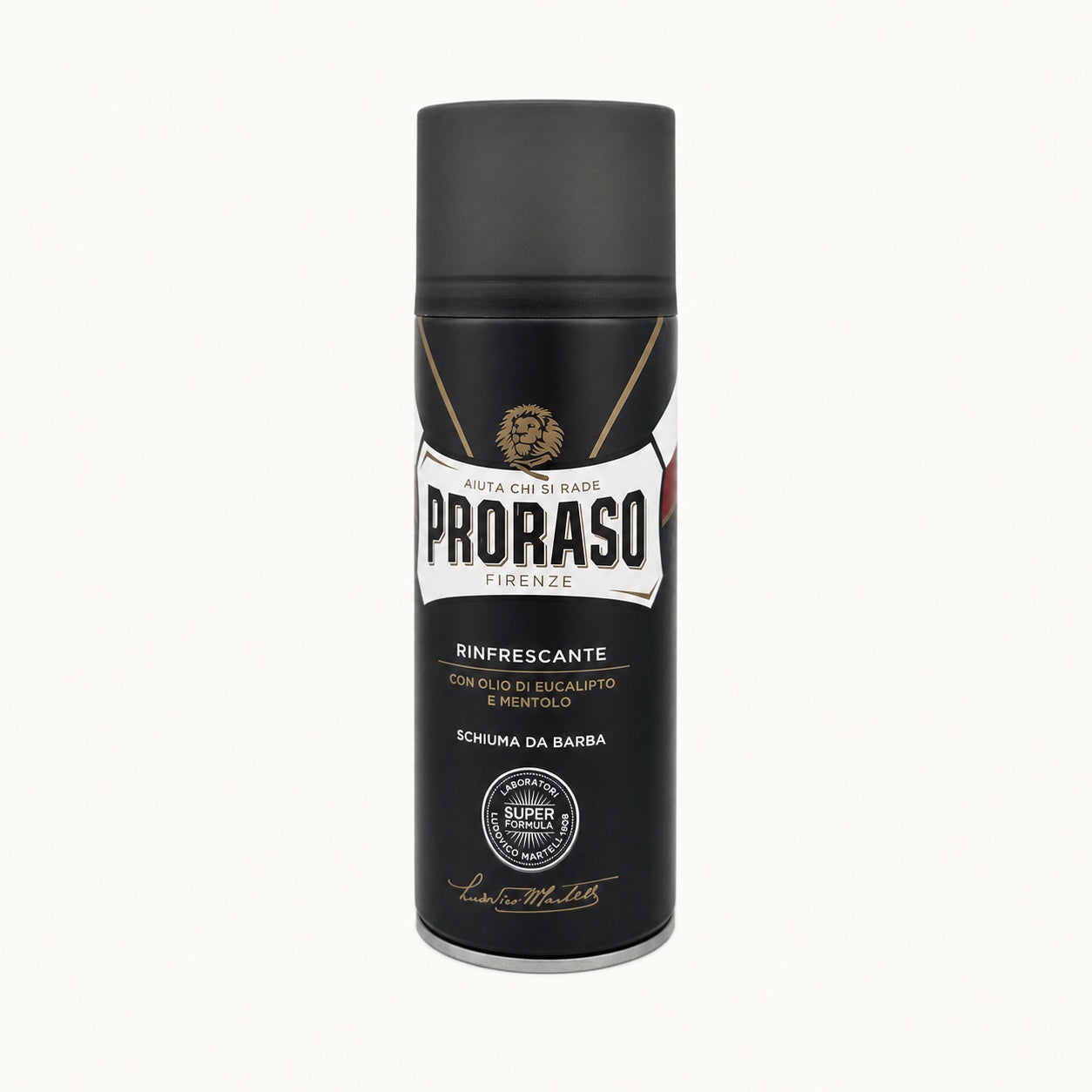 Proraso, schiuma da barba rinfrescante linea verde 400 ml — packshot su fondo crema