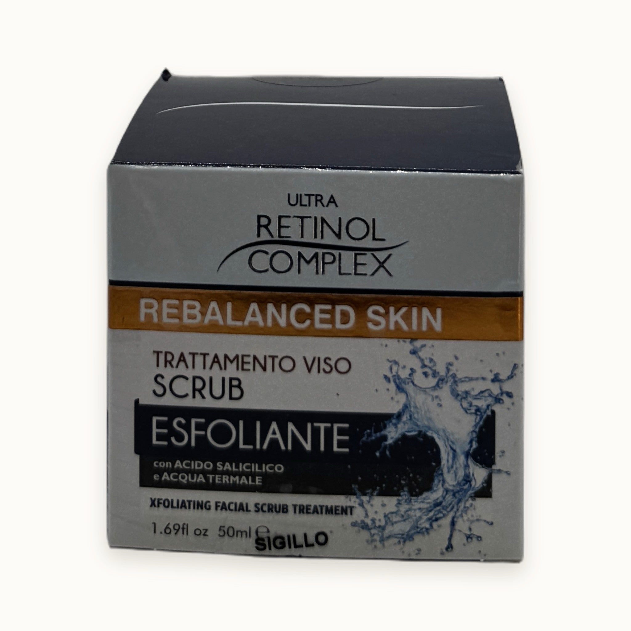 Rebalanced Skin, scrub esfoliante viso — packshot su fondo crema