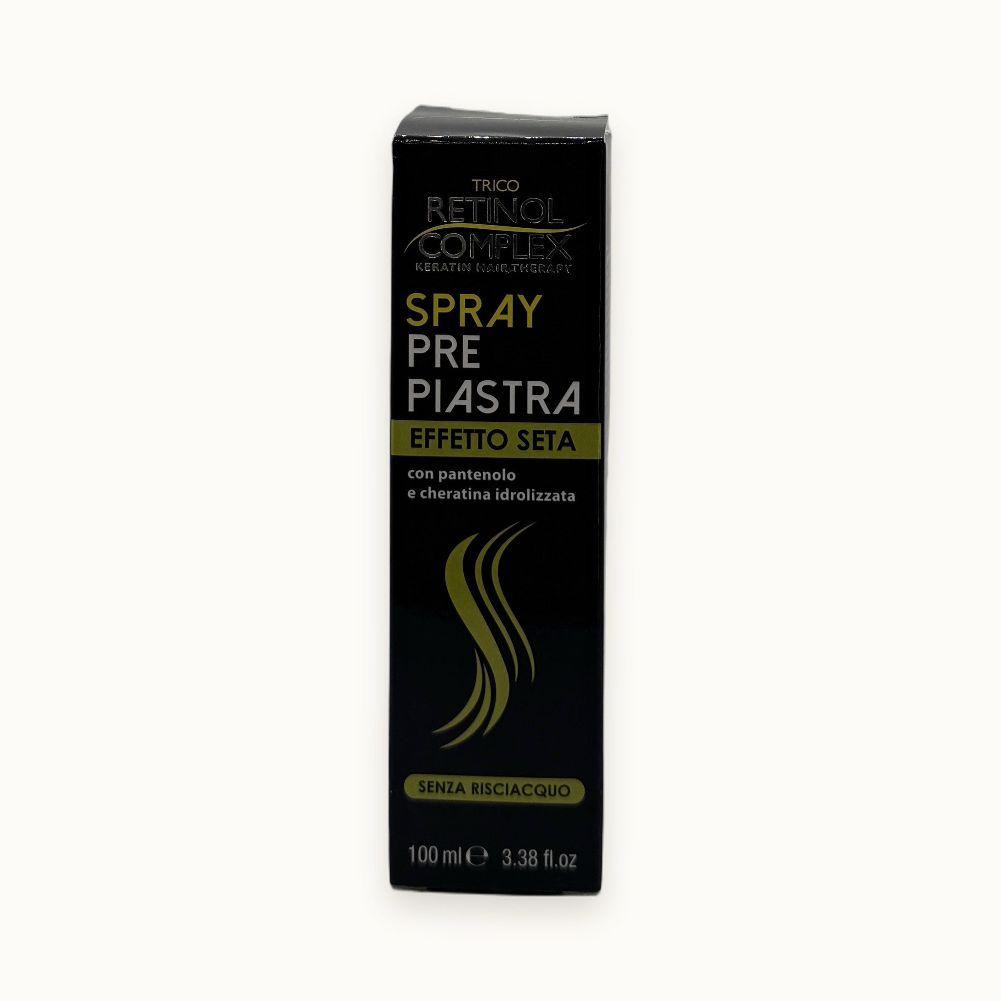 Retinol Complex, spray pre piastra termoprotettore effetto seta 100 ml — packshot su fondo crema