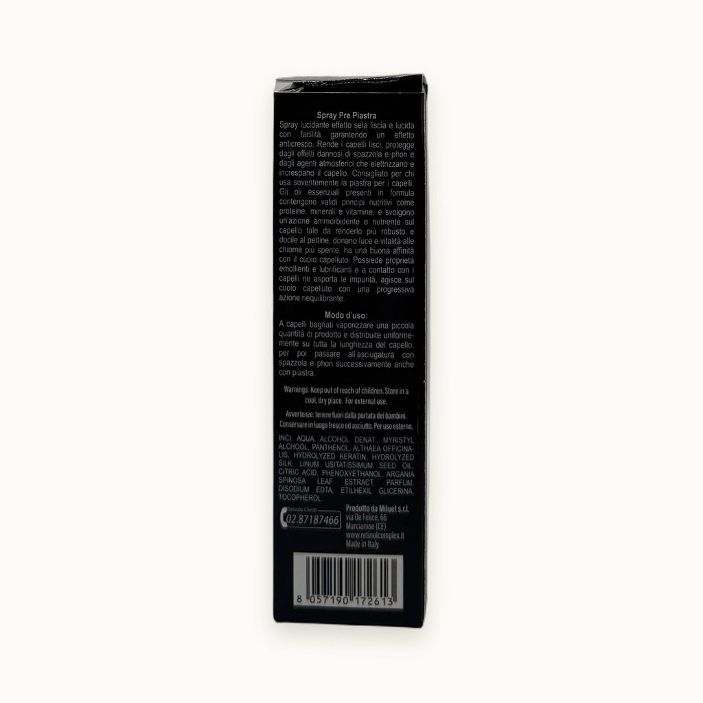 Retinol Complex, spray pre piastra termoprotettore effetto seta 100 ml — packshot su fondo crema