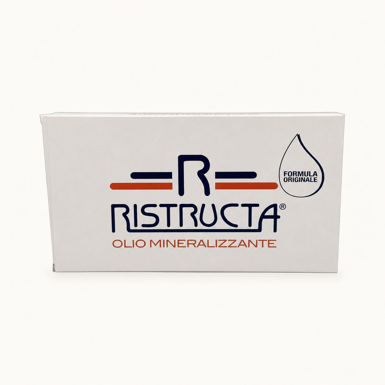 Ristructa Olio Mineralizzante fiale — scatola aperta su fondo crema