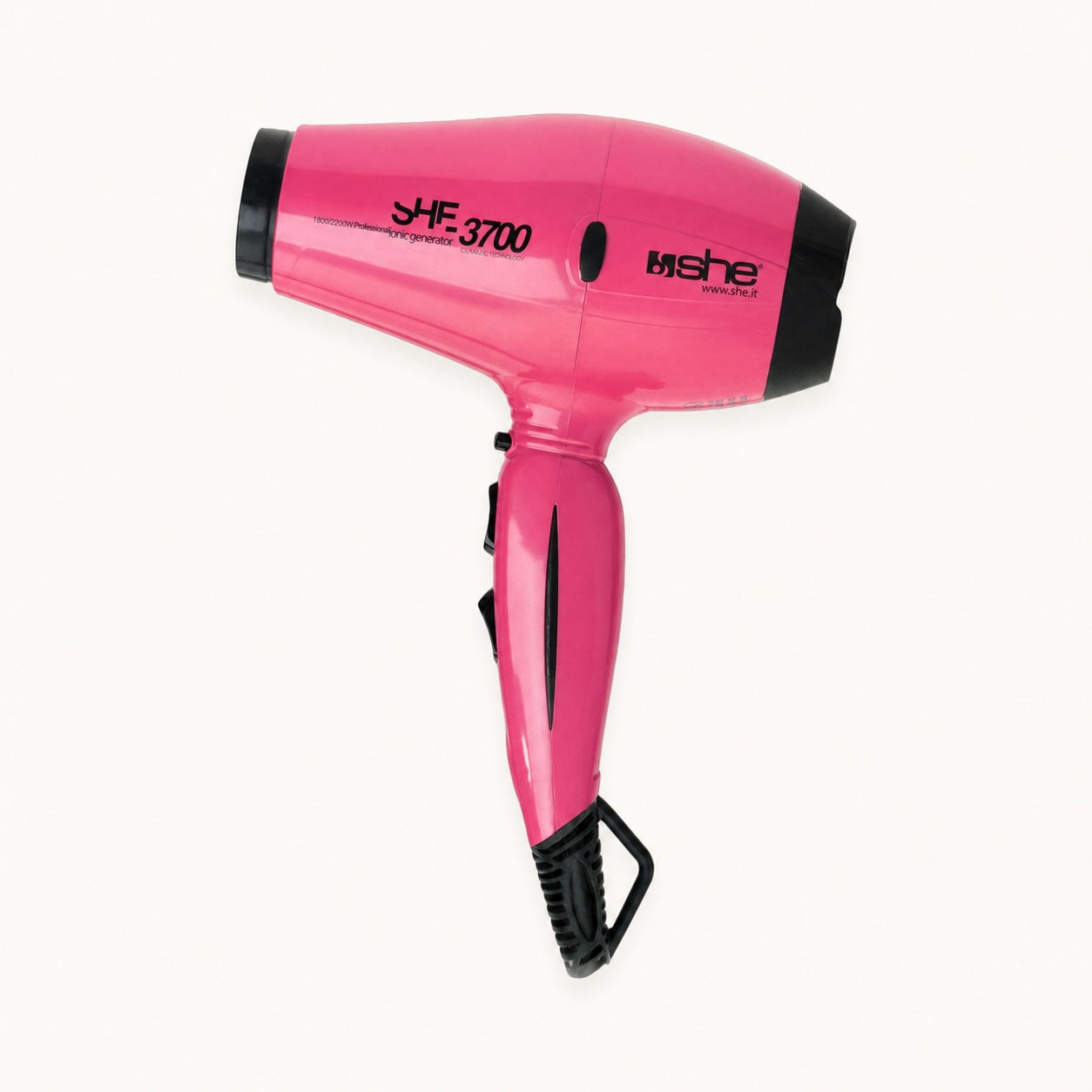 she 3700, phon asciugacapelli professionale ceramica e tormalina — packshot su fondo crema