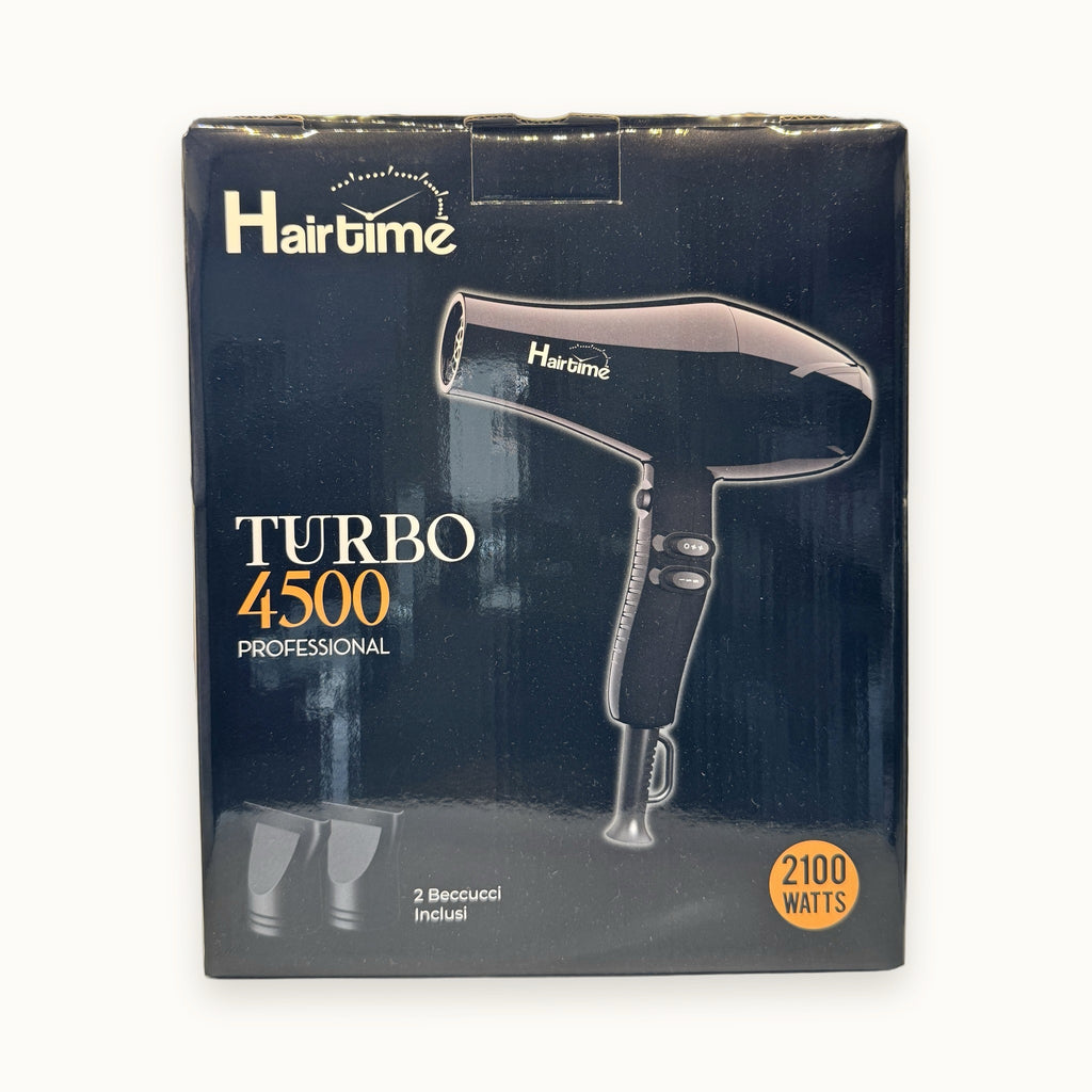 she Turbo 4500, phon asciugacapelli professionale — packshot su fondo crema