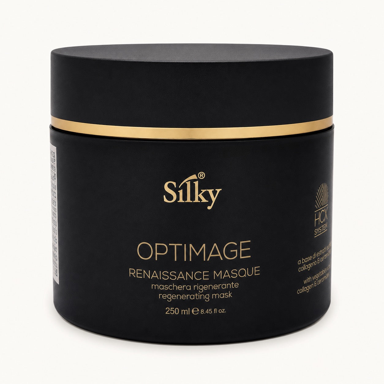 Silky Optimage Renaissance Masque, maschera rigenerante anti-età 250 ml — packshot su fondo crema