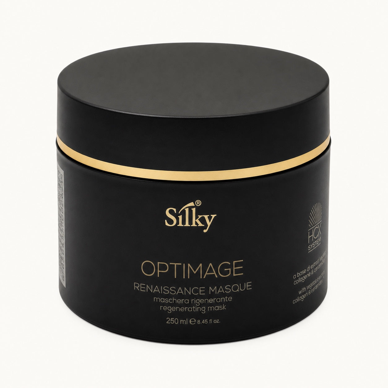 Silky Optimage Renaissance Masque, maschera rigenerante anti-età 250 ml — packshot su fondo crema