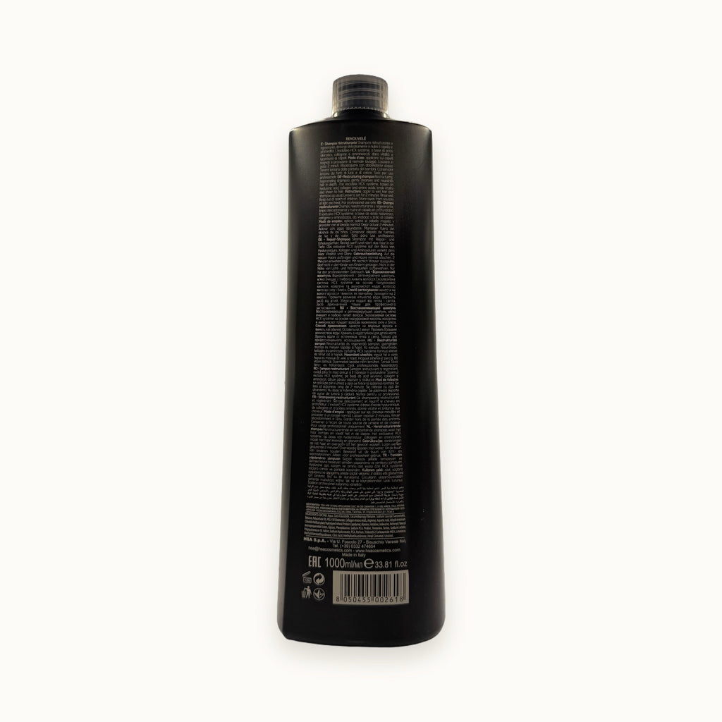 Silky Optimage Renouvelé, shampoo ristrutturante anti-età 1000 ml — packshot su fondo crema