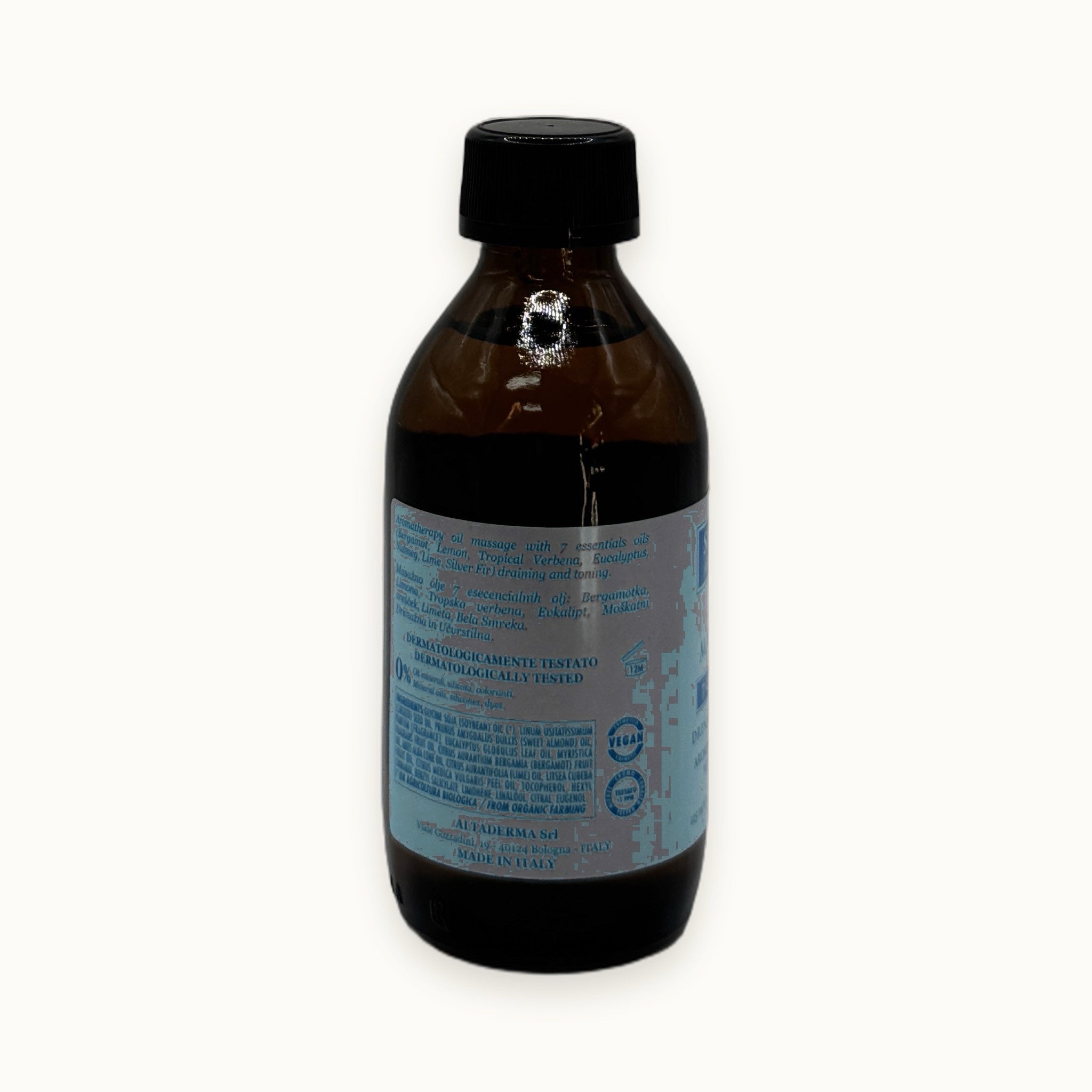 Spa Relax Aromatherapy, olio da massaggio 7 oli essenziali — packshot su fondo crema