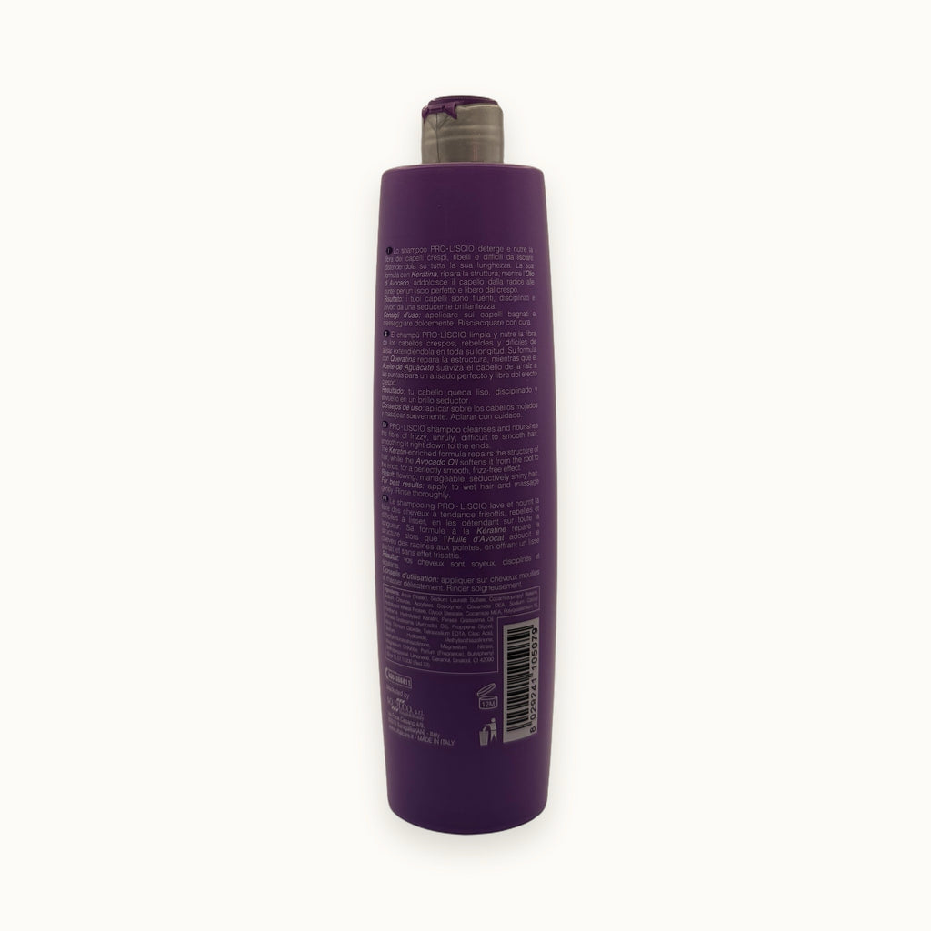 Vitalcare Pro-Liscio, shampoo anti-crespo lisciante capelli ribelli 500 ml — packshot su fondo crema