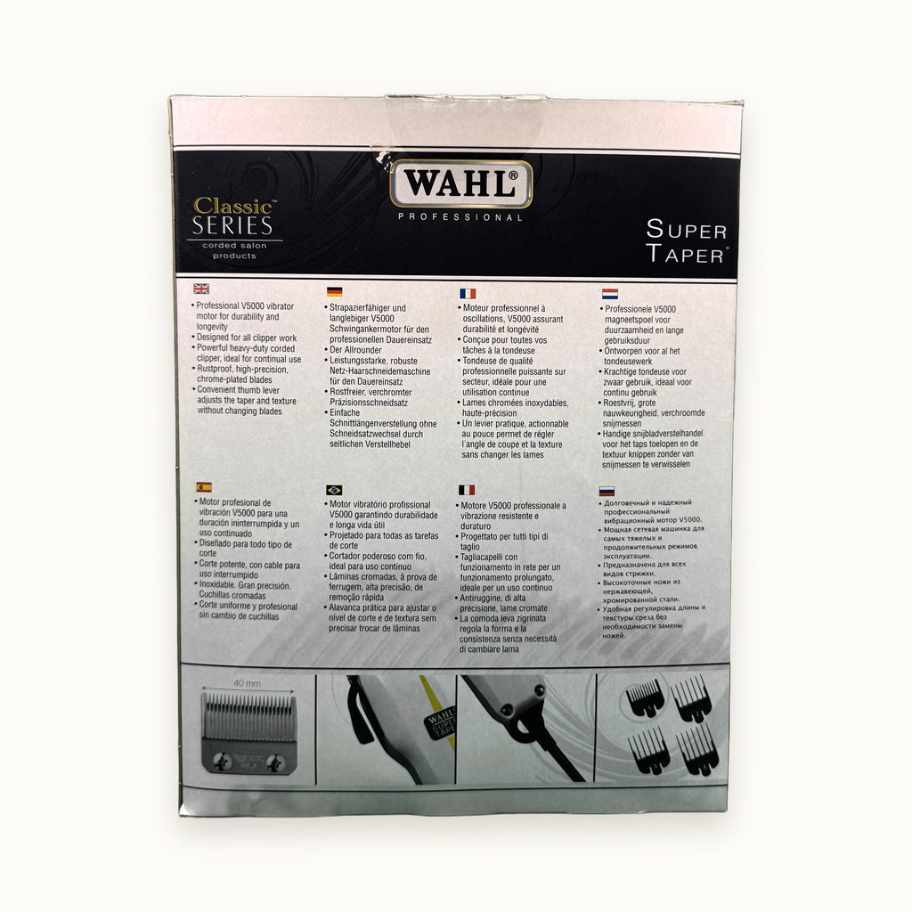 Wahl Professional Super Taper Classic Series — scatola su fondo crema